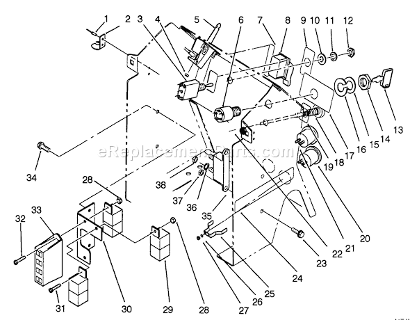 Toro 42-16BE01 (2000001-2999999)(1992) Lawn Tractor Dash Assembly Diagram