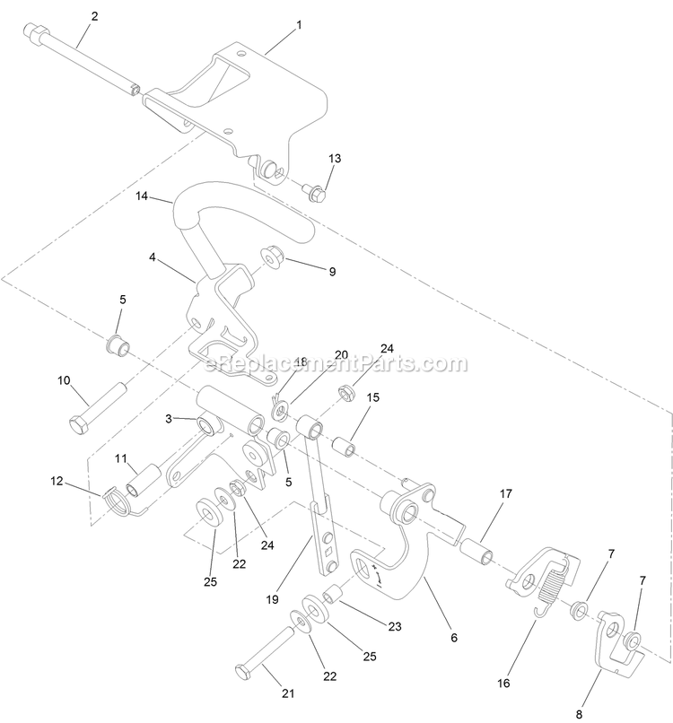 Toro 44423 (400000000-406499999) Proline With 48in Floating Cutting Unit Walk-Behind Mower Lh Control Handle Assembly Diagram