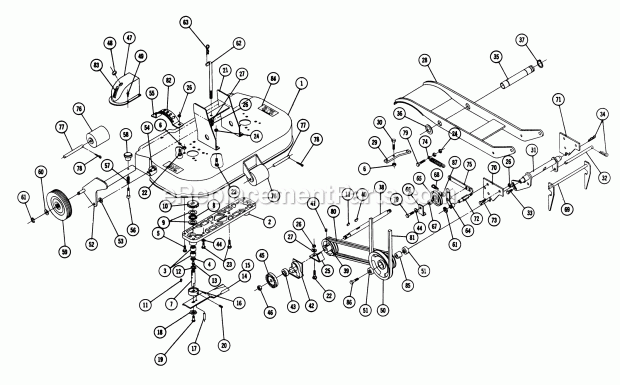 Toro 5-1361 (1968) 36-in. Rear Discharge Mower Parts List for 36-in. Rotary Mower Model 5-1362 Diagram