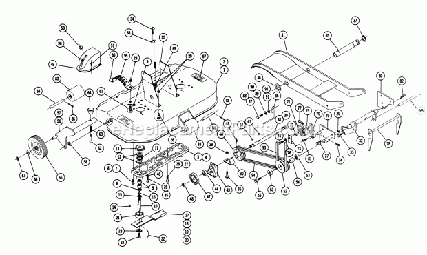Toro 5-1421 (1968) 42-in. Side Discharge Mower Parts List for Rotary Mower Rm-327 Diagram