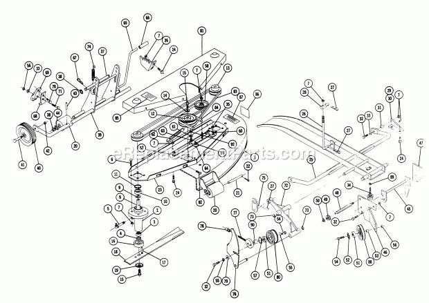 Toro 5-1421 (1968) 42-in. Side Discharge Mower Parts List for Rl-486 Rotary Mower Diagram