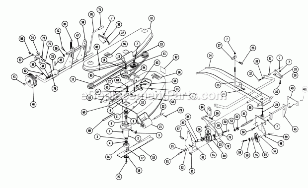 Toro 5-1421 (1968) 42-in. Side Discharge Mower Parts List for Rotary Mower Model 5-1421 Diagram