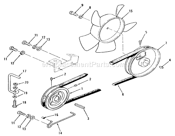 Toro 51-16OE02 (2000001-2999999)(1992) Lawn Tractor Drive Belt And Pulleys Diagram