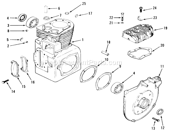 Toro 51-16OE02 (2000001-2999999)(1992) Lawn Tractor Kohler Crankcase And Cylinder Head Diagram