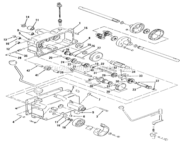 Toro 51-16OE02 (2000001-2999999)(1992) Lawn Tractor Mechanical Transmission 8-Speed Diagram