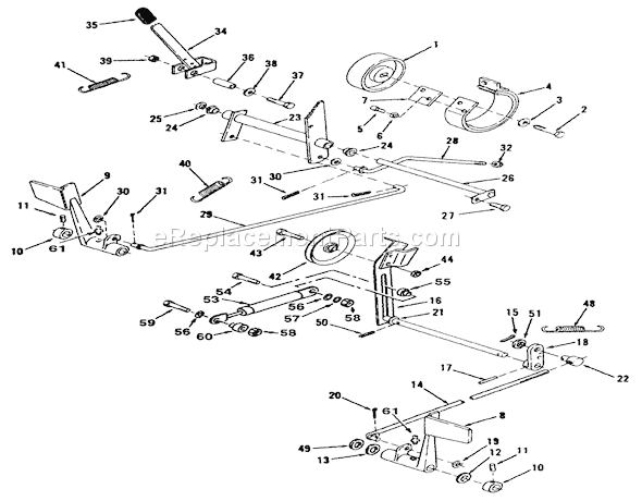 Toro 51-16OE02 (2000001-2999999)(1992) Lawn Tractor Clutch, Brake And Speed Control Linkage Diagram