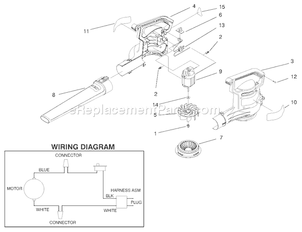 Toro 51586 (99100001-99499999)(1999) Blower-Vacuum Power Sweep Blower Assembly Diagram
