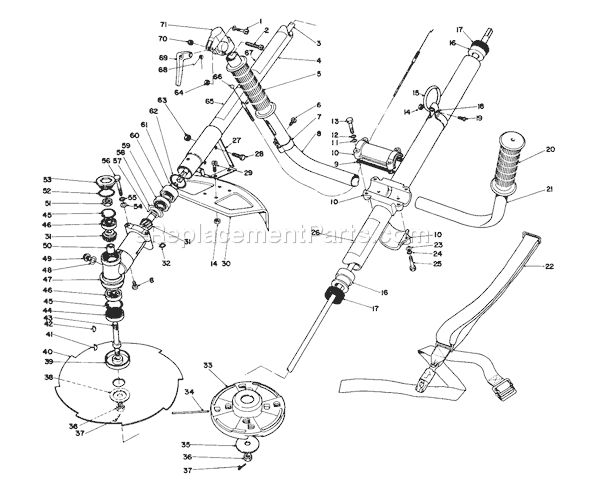 Toro 51608 (3000001-3999999)(1983) Trimmer Drive Shaft & Trimmer Head Assembly Diagram