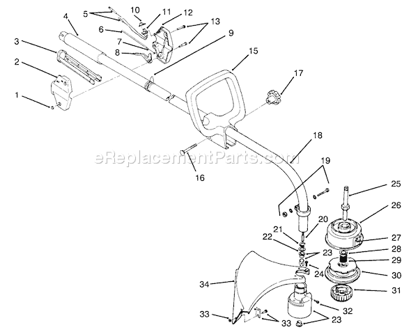 Toro 51620 (5900001-5999999)(1995) Trimmer Handle Assembly Diagram