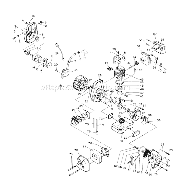 Toro 51628 (9000001-9999999)(1989) Trimmer Crankshaft & Cylinder Assembly Diagram