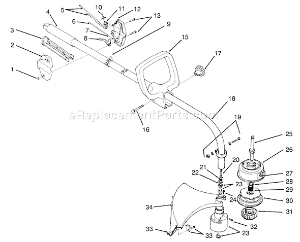 Toro 51638 (5900001-5999999)(1995) Trimmer Handle Assembly Diagram