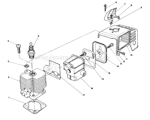 Toro 51641 (6000001-6999999)(1986) Trimmer Cylinder & Muffler Assembly Diagram