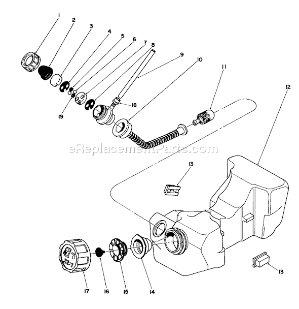 Toro 51642 (6000001-6999999)(1986) Trimmer Fuel Tank Assembly Diagram