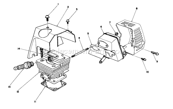 Toro 51645 (5000001-5999999)(1985) Trimmer Cylinder & Muffler Assembly Diagram