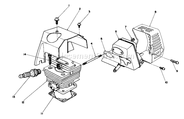 Toro 51645 (7000001-7999999)(1987) Trimmer Cylinder & Muffler Assembly Diagram