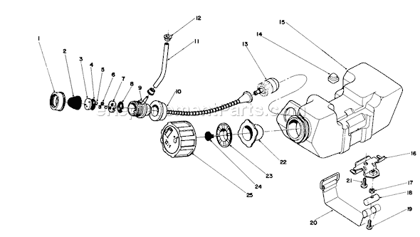 Toro 51645 (7000001-7999999)(1987) Trimmer Fuel Tank Assembly Diagram