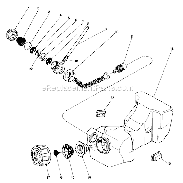 Toro 51650 (0000001-0999999)(1990) Trimmer Fuel Tank Assembly Diagram