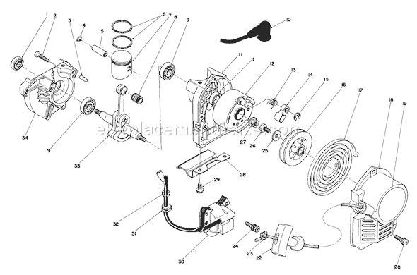 Toro 51650 (9000001-9999999)(1989) Trimmer Recoil & Crankshaft Assembly Diagram
