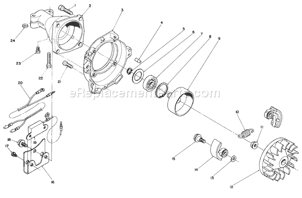 Toro 51650 (9000001-9999999)(1989) Trimmer Clutch Case & Fan Assembly Diagram