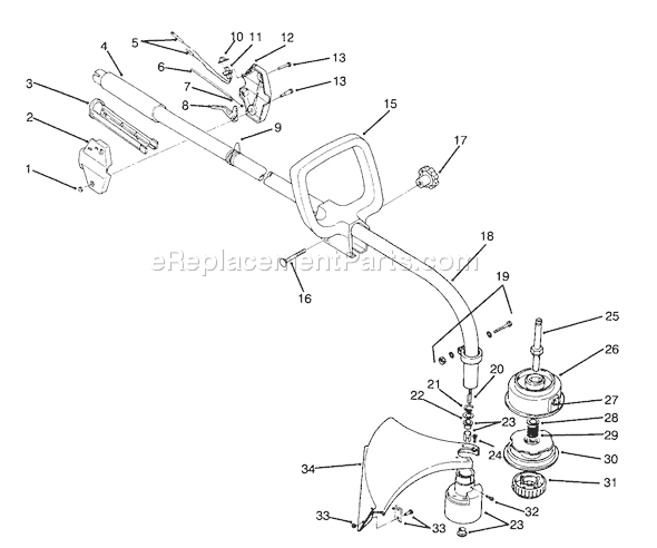 Toro 51653 (4900001-4999999)(1994) Trimmer Handle Assembly Diagram
