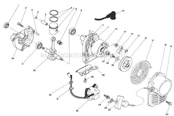 Toro 51660 (0000001-0999999)(1990) Trimmer Recoil & Crankshaft Assembly Diagram