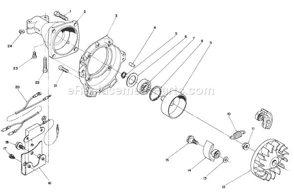 Toro 51660 (0000001-0999999)(1990) Trimmer Clutch Case & Fan Assembly Diagram