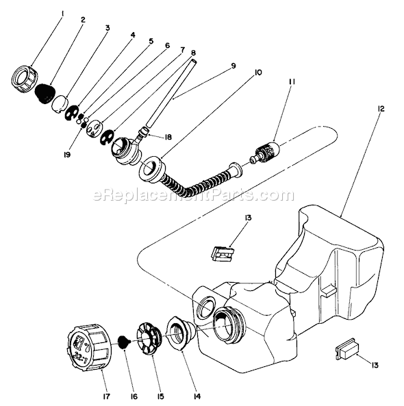 Toro 51660 (0000001-0999999)(1990) Trimmer Fuel Tank Assembly Diagram