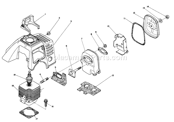 Toro 51660 (9000001-9999999)(1989) Trimmer Cylinder & Muffler Assembly Diagram