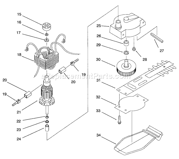 Toro 51803 (690000001-699999999)(1996) Trimmer Motor And Blade Assembly Diagram