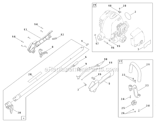 Toro 51955 17in Curved-Shaft Gas Trimmer Upper_Shaft_Handle_And_Powerhead_Assembly Diagram