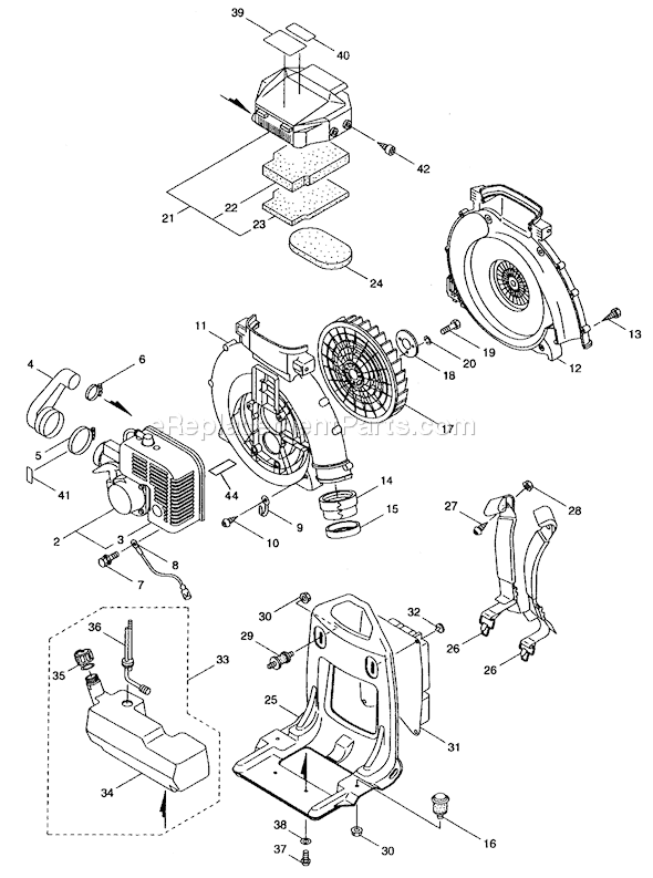 Toro 53047 (8900001-8999999)(1998) Blower-Vacuum Main Body Assembly Diagram