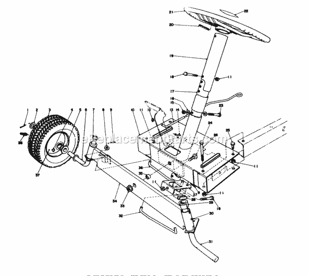 Toro 56020 (3000001-3999999) (1973) 25-in. Premium Rider Front Axle Assembly Diagram