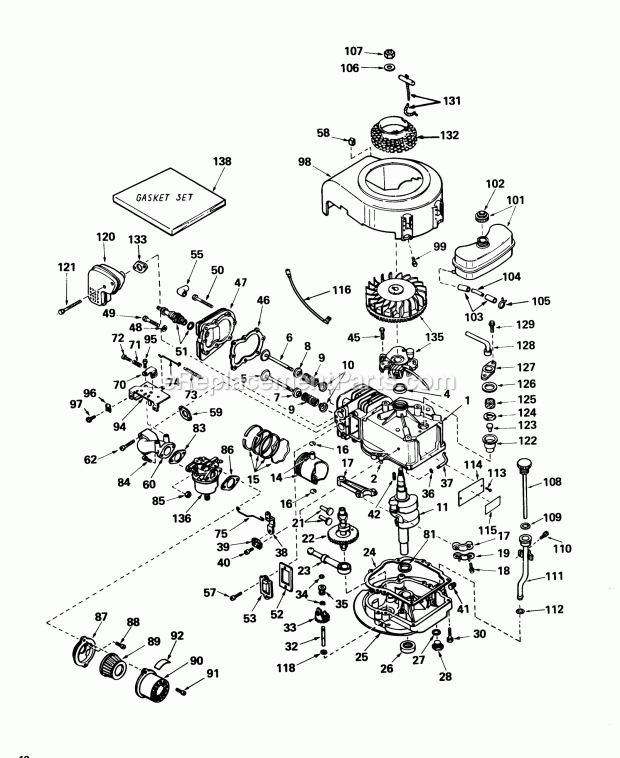 Toro 56020 (3000001-3999999) (1973) 25-in. Premium Rider Engine Model No. Lav 50 Type 62004 Tecumseh (Model No. 56025) Diagram