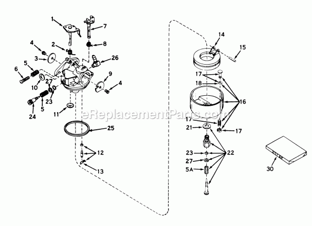 Toro 56022 (5000001-5999999) (1975) 25-in. Premium Rider Carburetor No. 631716 (Models 56022 and 56027) Diagram