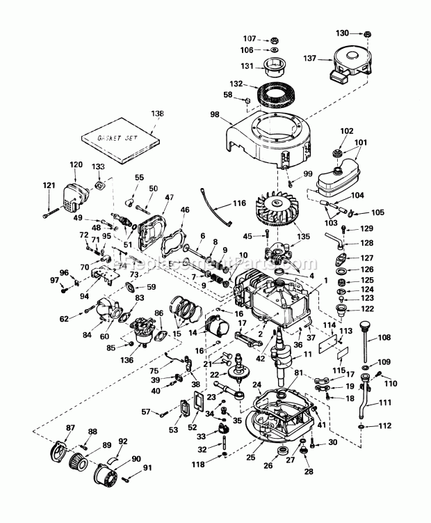 Toro 56025 (3000001-3999999) (1973) 25-in. Premium Rider Keylectric Engine Model No. Lav 50 Type 62003 Tecumseh (Model No. 56020) Diagram