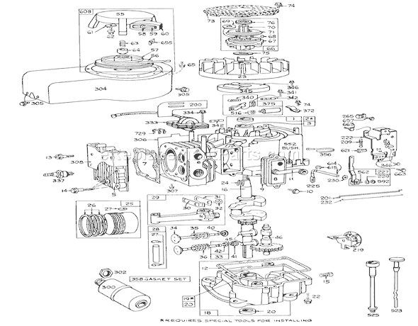 Toro 56100 (1000001-1999999)(1971) Lawn Tractor Engine Briggs & Stratton Diagram