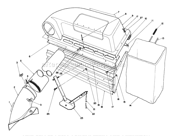 Toro 56123 (0000001-0999999)(1990) Lawn Tractor Twin Bagger Grass Catcher Model 59053 Diagram