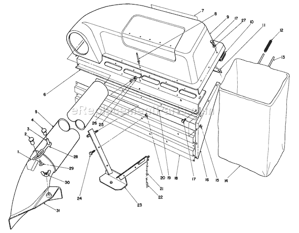 Toro 56133 (1000001-1999999)(1991) Lawn Tractor Twin Bagger Grass Catcher Model 59053 Diagram