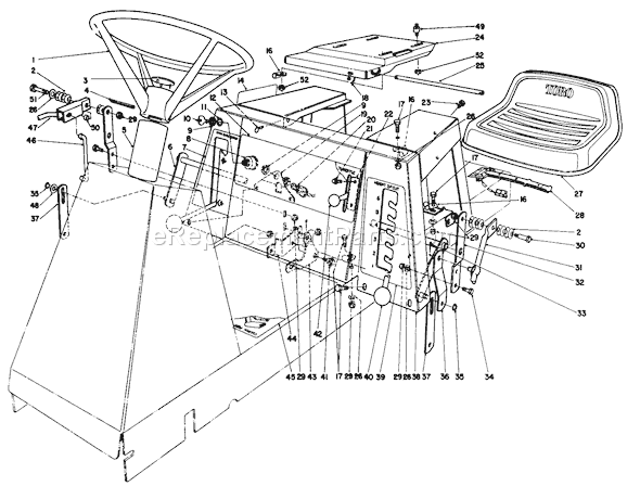 Toro 56170 (7000001-7999999)(1987) Lawn Tractor Seat & Steering Wheel Assembly Diagram