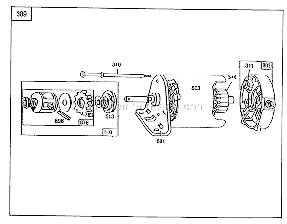 Toro 56177 (1000001-1999999)(1991) Lawn Tractor Starter-Briggs & Stratton No. 286707-0119-01 Diagram