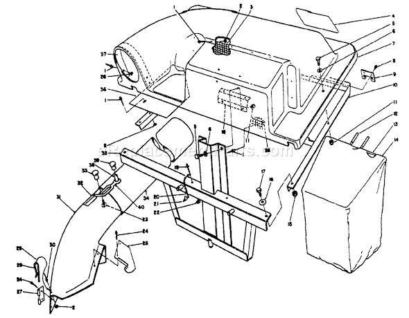 Toro 56195 (2000001-2999999)(1992) Lawn Tractor Twin Bagger Grass Catcher Model 59184 Diagram