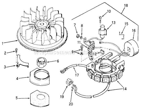 Toro 57111 (1000001-1999999)(1971) Lawn Tractor Magneto No. 610816 Model No. V70-125130 (electric) Diagram