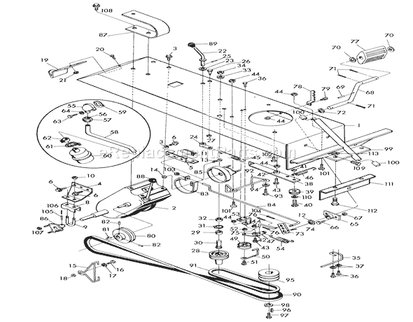 Toro 57201 (8000001-8999999)(1968) Lawn Tractor Chassis Assembly Parts List Diagram