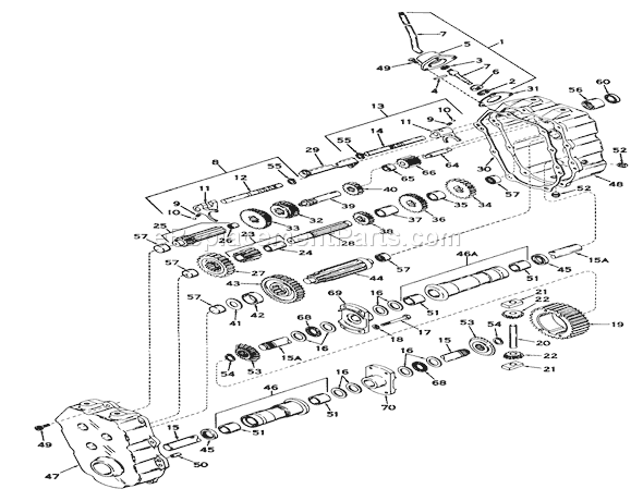 Toro 57201 (8000001-8999999)(1968) Lawn Tractor Transmission Parts List Diagram