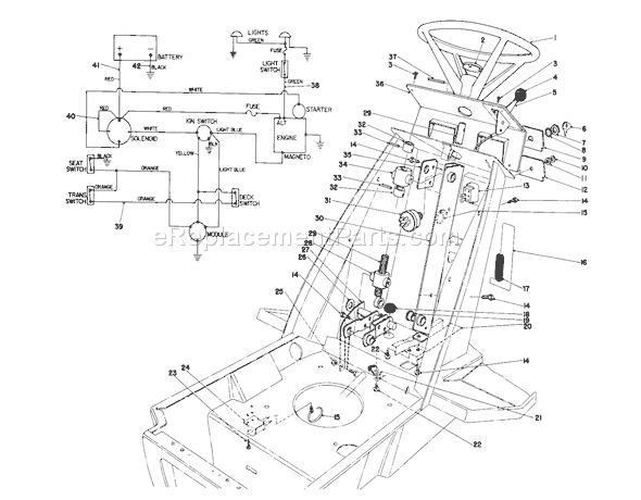 Toro 57300 (0000001-0999999)(1980) Lawn Tractor Steering Wheel & Dash Assembly Diagram