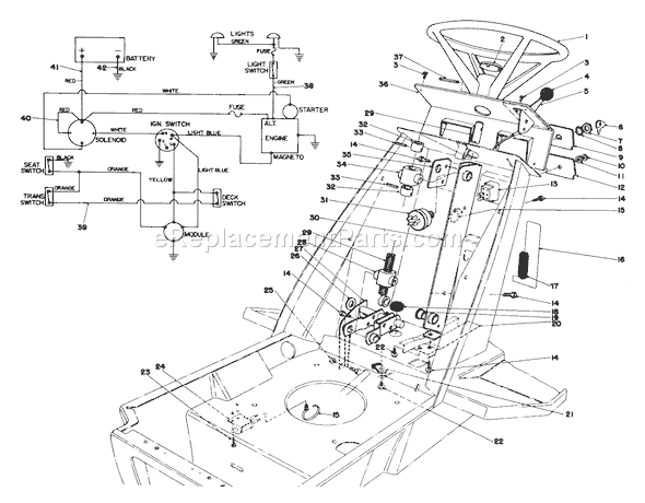 Toro 57300 (1000001-1999999)(1981) Lawn Tractor Steering Wheel & Dash Assembly Diagram