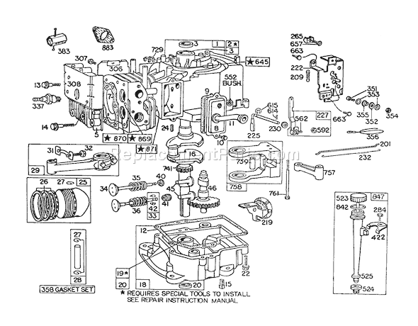 Toro 57300 (2000001-2999999)(1982) Lawn Tractor Engine Briggs & Stratton Diagram