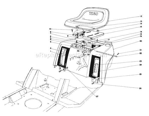 Toro 57300 (2000001-2999999)(1982) Lawn Tractor Rear Body & Seat Assembly Diagram