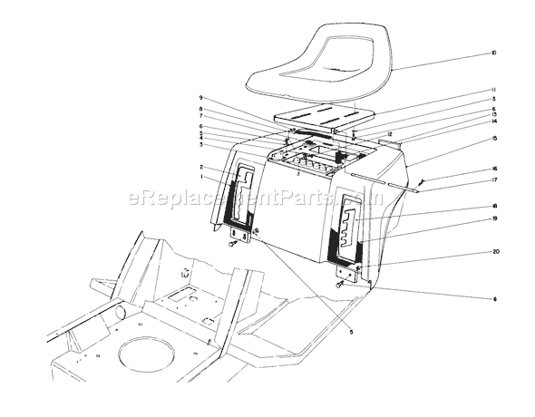 Toro 57300 (7000001-7999999)(1977) Lawn Tractor Rear Body & Seat Assembly Diagram