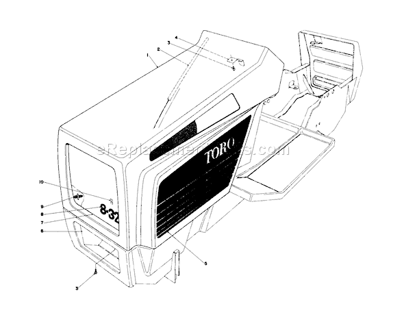 Toro 57300 (9000001-9999999)(1979) Lawn Tractor Hood Assembly Model 57300 Diagram